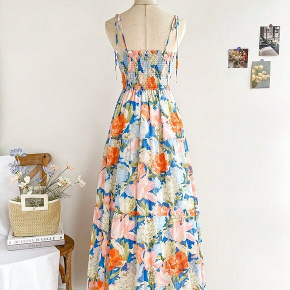 Multicolor Boho Women's Romantic Floral Casual Holiday Dress - Picture 3 of 8